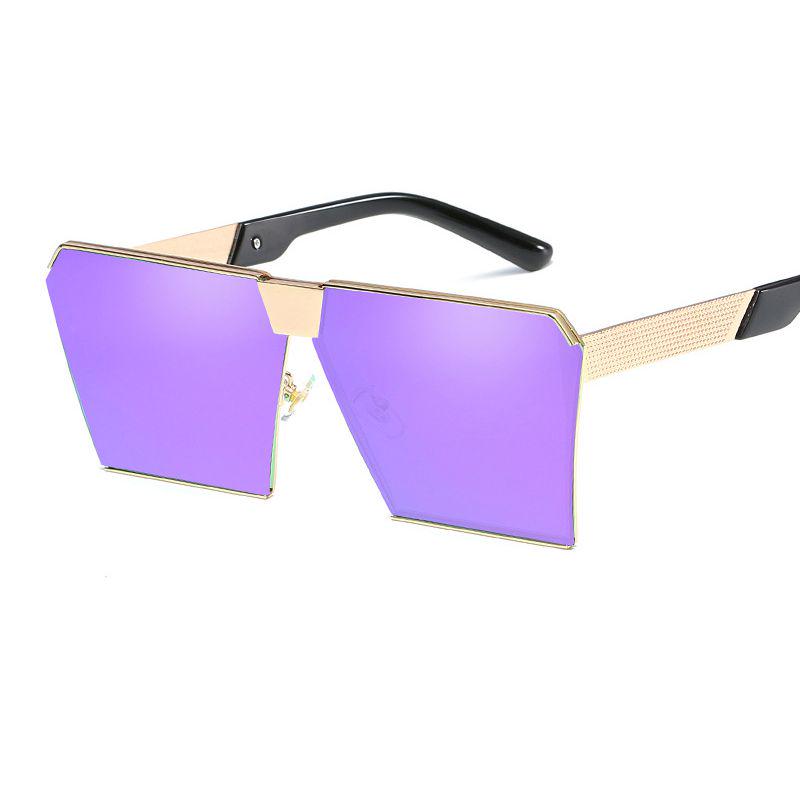 Top Oversized Flat Lens Square Sunglasses Men Women Fashion Metal Large Glasses