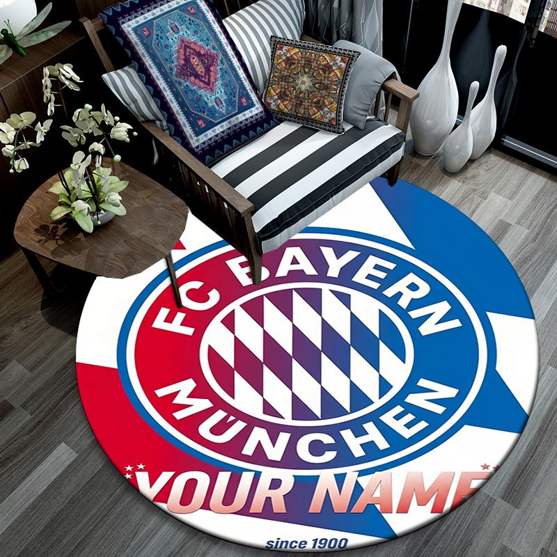 Custom Name,Bayern Munchen pattern round rug,Carpet Rug for Living Room Bedroom Playroom ,Non-slip Floor Mat,Holiday Gifts and Birthday Gifts.