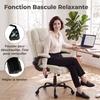 Ergonomic Office Chair, Chenille, Flip-Up Armrests, Adjustable Height, 70 x 67 x 108 cm, Beige