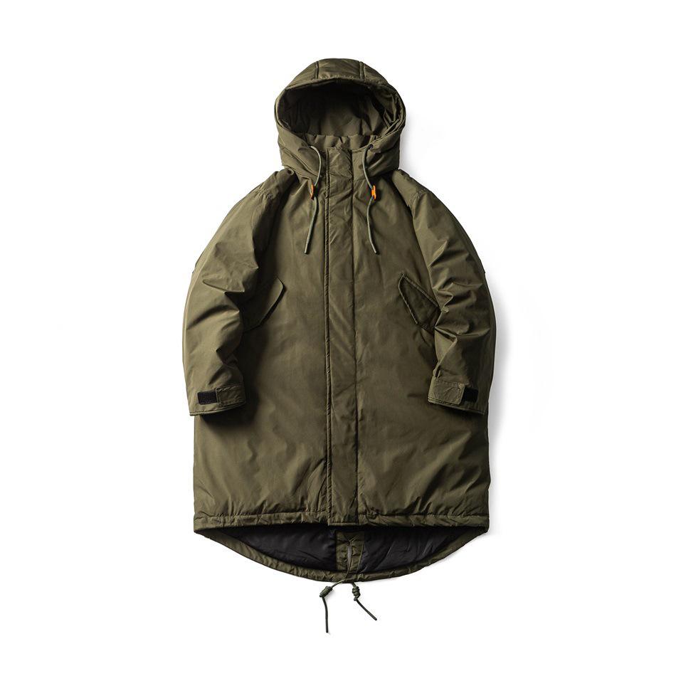 

SINKACME Унісекс Зимова куртка в мілітарі стилі M51 з капюшоном, наповнена білим качиним пухом, YR4265 M армія зелений колір