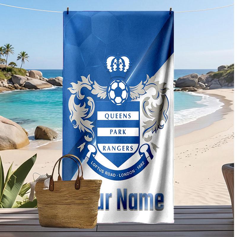 Queens Park Rangers FC Personalisiertes Bedrucktes Strandtuch Fußballlogo Unterstützung Benutzerdefinierter Name Text Saugfähiges Handtuch für Sport Reisen Besonderes Geschenk