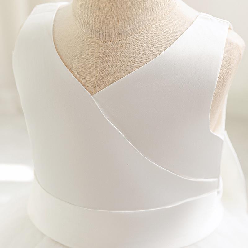 Cross-Border Baby Girl Mesh Princess Dress | V-Neck Puff Bow Design | Summer Flower Girl Wedding Attire