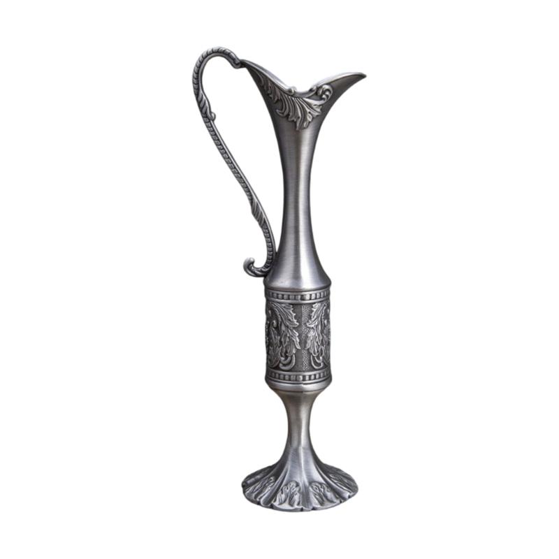 European Engraved Slim Neck Metal Vases Flower Arrangements Container Bud Vases For Home Table Centerpieces Decors