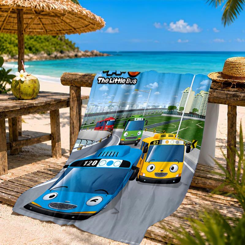 Serviette de Plage Aventure Avec Mateo Le Petit Bus, Séchage Rapide, Facile d'Entretien, Convient aux Vacances Fitness et Plage, Essentiel de Sport