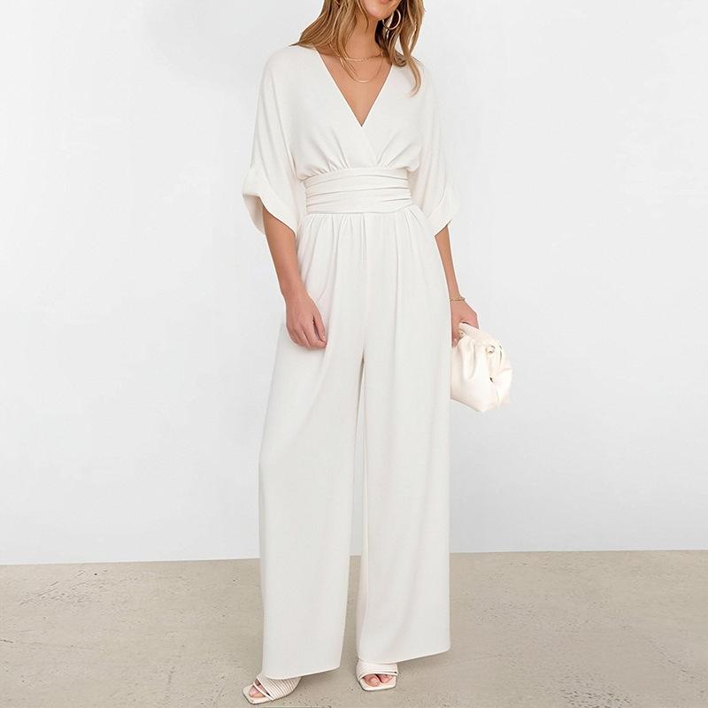 2026 spring new women's clothing, cross-border foreign trade Europe and the United States, one-word collar temperament printed casual wide-leg pants