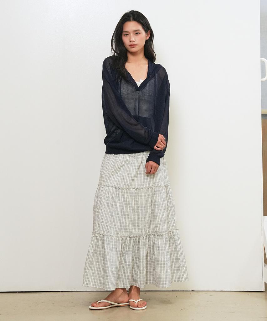 GENERALIDEA Sheer Hooded Knit Pullover [Navy] / Gf2Lkp526