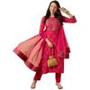 GoSriKi Women's Cotton Blend Printed Straight Kurta with Pant & Dupatta (NOV-Pink-GS_5XL_Pink_XXXXX-Large)