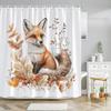 1Pc Autumn Fox Shower Curtain - Cute Fox In Fall Leaves Nature Theme, 70.8X70.8 Inch, Polyester, Machine Washable, With 12 Hooks