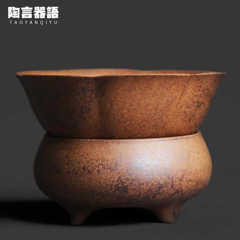 

Rock Mineral Clay Petal Three-legged Tea Separator Infusor Boutique Tea Strainer Dispenser Tea Maker Filter Teaware Decoration