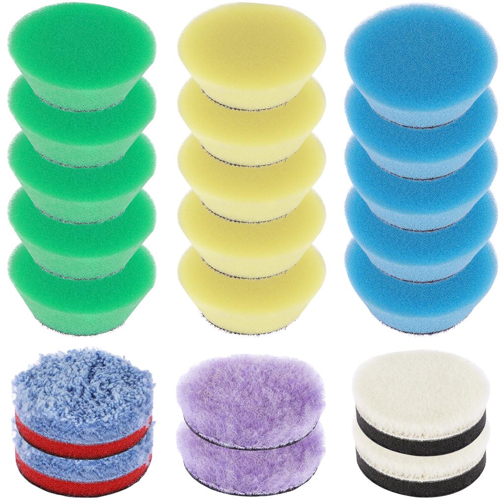 21/44Pcs Mini Car Polishing Pads 1/2/3inch Washable Polishing Sponge Pads Wool Microfiber/Sponge Polishing Pad for Car Furniture