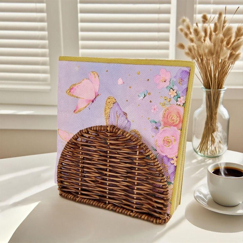 Rustic Style Vertical Napkin Dispenser Retro Tissue Storage Rack Desktop Use