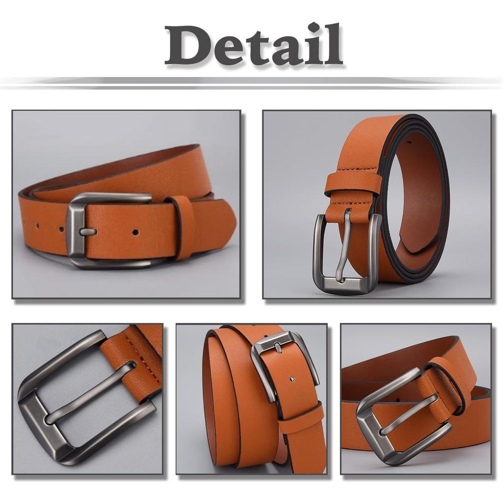 [White Fang] Casual Belt with Pin Buckle, Simple, Durable, Wide, Simple, Business, Men's BTA256 (Brown)