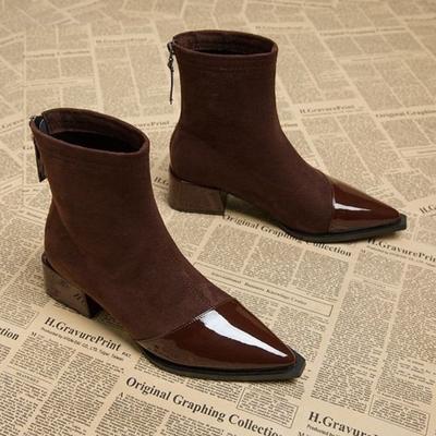 2025autumn Simple Versatile Womens Shoes High Quality Ladies Sexy Pointed Toe Comfortable Mid-heel Zipper Short Boots Large Size