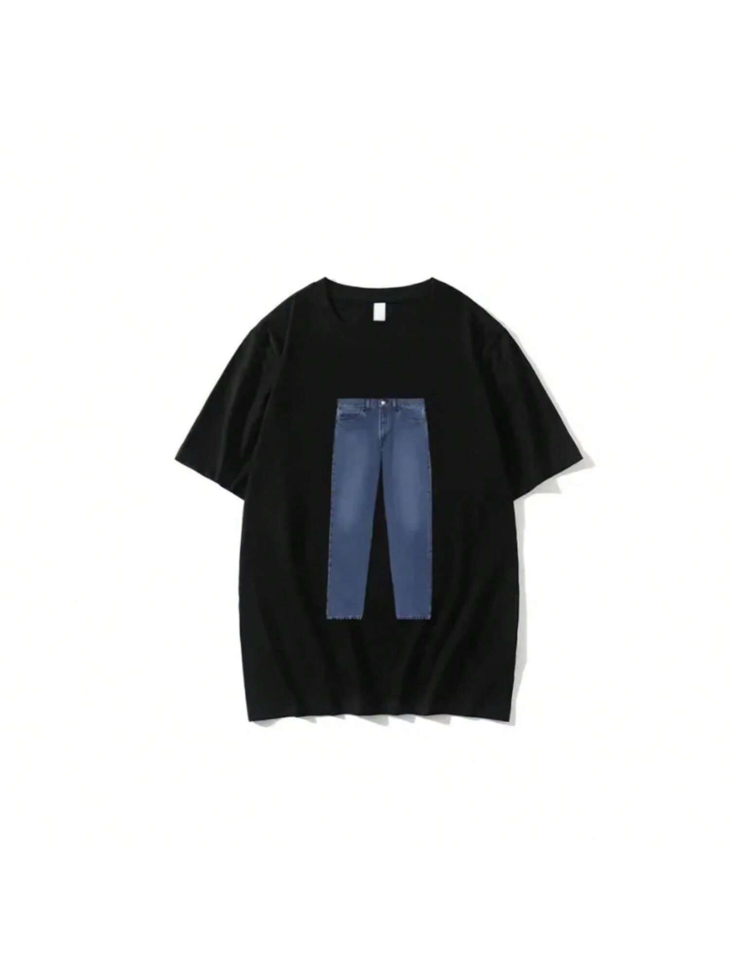 Cool Retro Jeans Printed T-Shirt Round Neck Wo Summer Casual Personalized Fashion Round Neck Short Sleeve S разноцветный