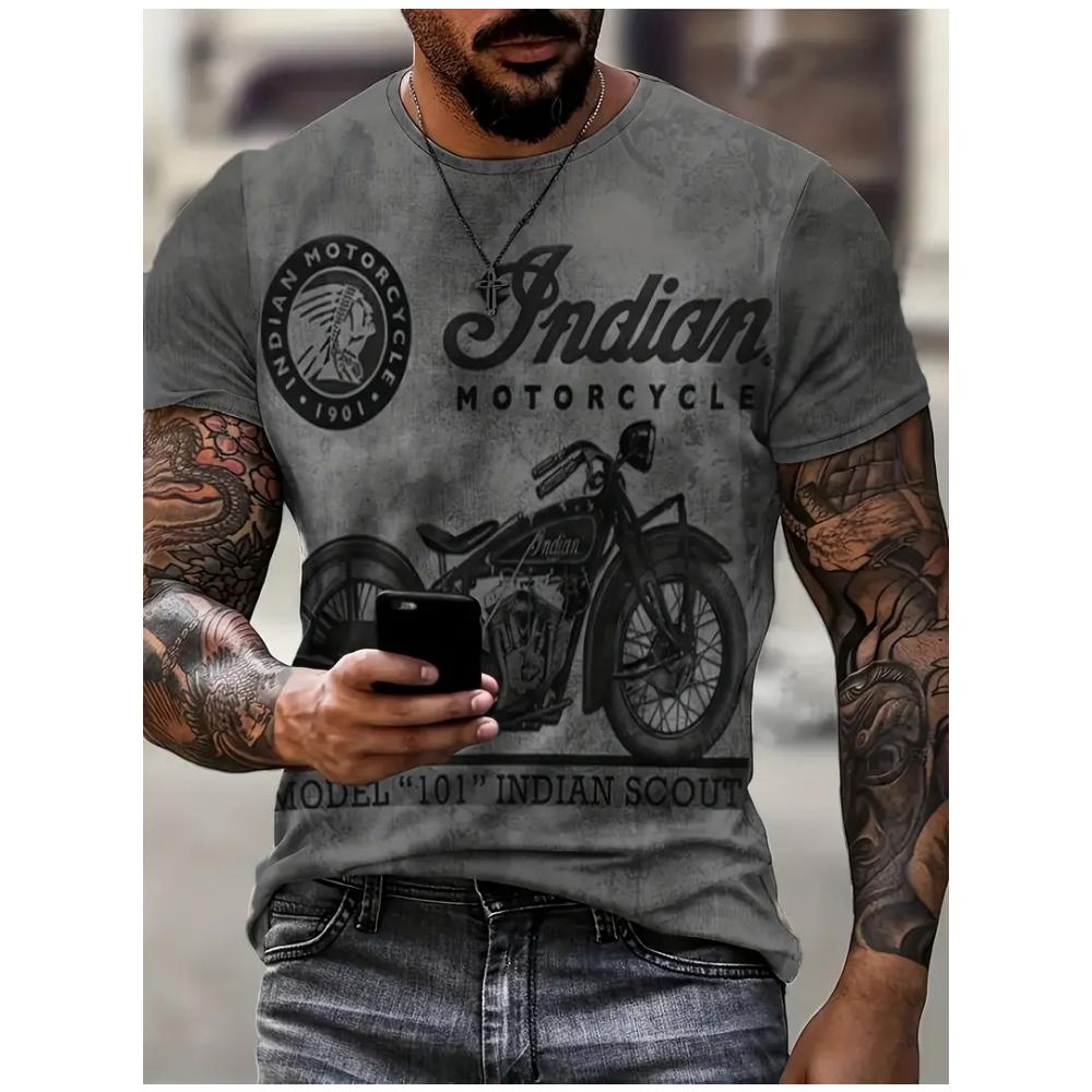 Retro Motorcyclist 3d Printed T-Shirt Casual T-Shirt Men T-Shirt Short Sleeved Comfortable Pullover Tops Men's Summer Clothing