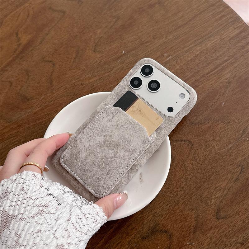 Luxury Fashion Matte Retro TPU Leather Phone Case For iPhone 17 16 15 14 Plus 13 12 Pro Max 11 Card Wallet Shockproof Back Cover