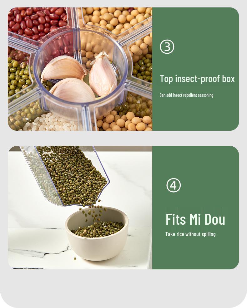 Cutie rotativă de depozitare orez, rezistentă la insecte și umiditate, cu compartimente