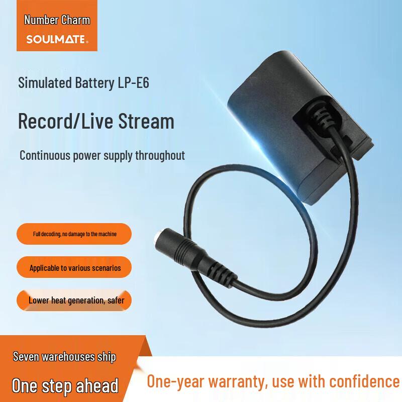 SOULMATE E6 Dummy Battery External Power Adapter for Canon EOSR Series