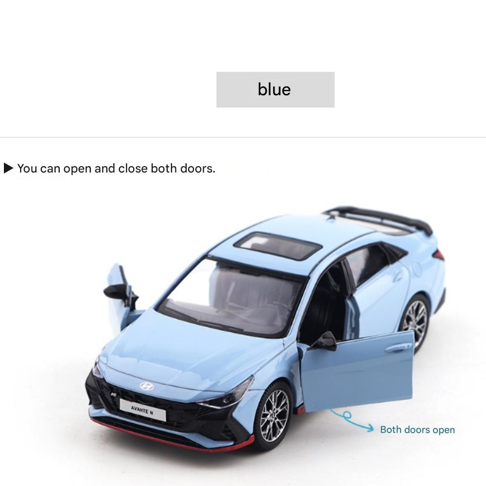 Hyundai Avante N Facelift 1:38 Diecast Model Car Blue Pull Back Toy