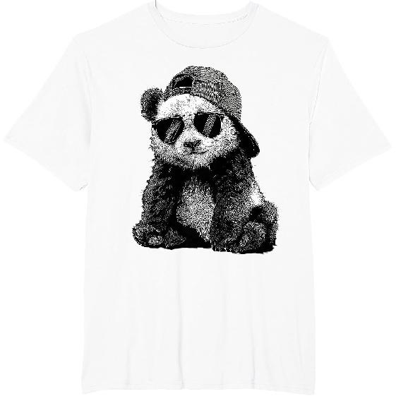 Panda with Sunglasses Graphic Motif Animal Funny Panda Bear T-Shirt