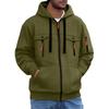 Men's Casual Athletic Jacket with Hood and Zipper, Multi-Pockets, Long Sleeve, for Fall
