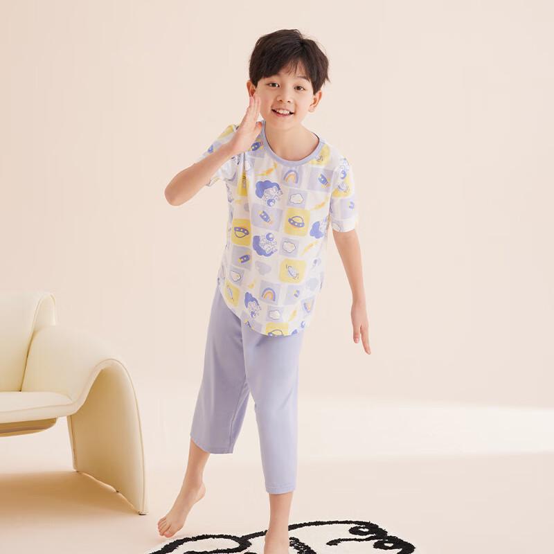 Hongdou Kids' Summer Pure Cotton Short-Sleeve Pajama Set