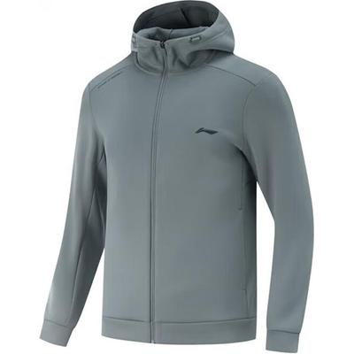 Li Ning Fitness Series Einfarbig mit Reißverschluss Kapuzenpullover Bequem Atmungsaktiv Vielseitig Lässiges Sweatshirt Herren Sweatshirt Sturmgrau AWDV125-9