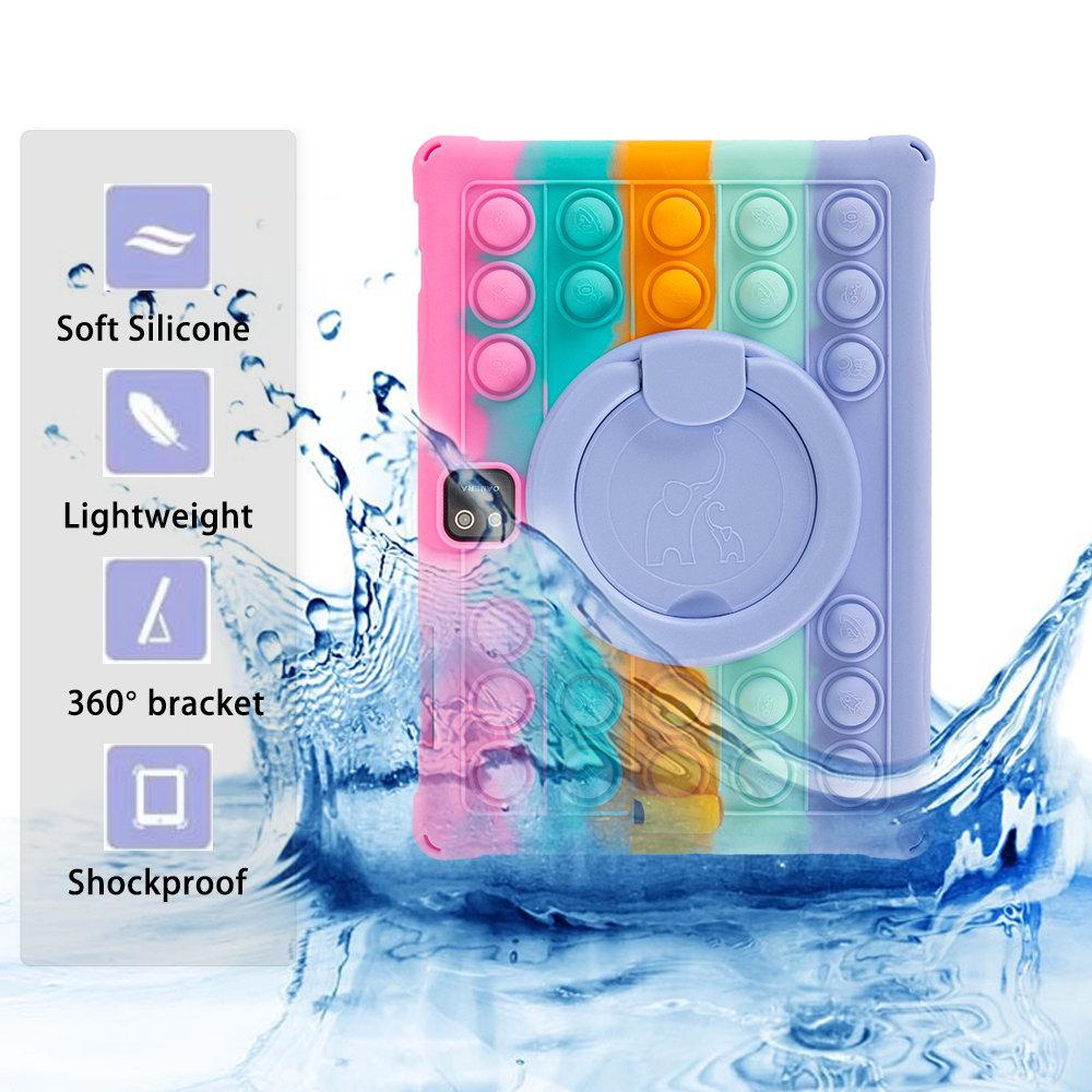360 Grad Drehbar Weiche Silikonhülle Für JJGJ QPDQ AWOW TB02 10,1 Zoll Kinder Ständer Tablet-Hülle Mit Riemen Stift