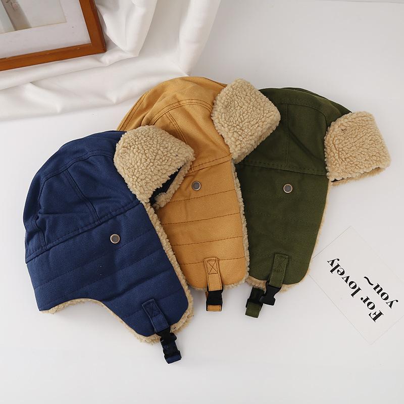 Căciulă de iarnă unisex stil coreean cu clape pentru urechi pentru mersul cu bicicleta electrică, caldă de nord-est, din bumbac, pilot, motocicletă