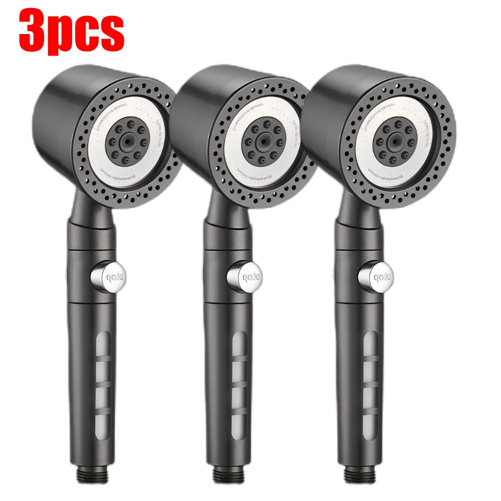 6 Modes High Pressure Shower Head ABS Water Saving Filter Showerhead Fall Resistance Bath Shower Nozzle Set with Stop Button