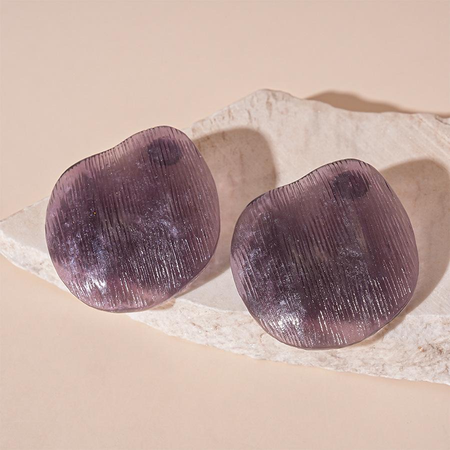 Small fresh candy color transparent resin irregular silver needle stud earrings sweet geometric earrings