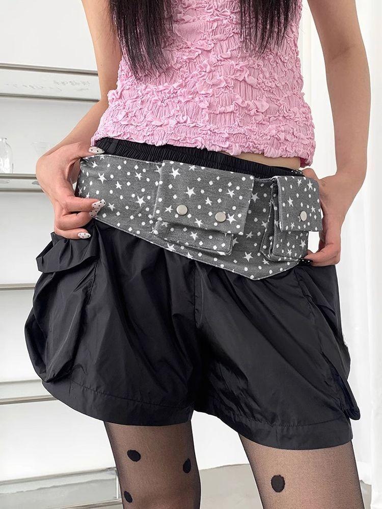 

Hot Girl Retro Star Belt Women Creative Double Pocket Waist Cincher Ladies Harajuku Y2k Versatile Adjustable Waistband Decor New серый