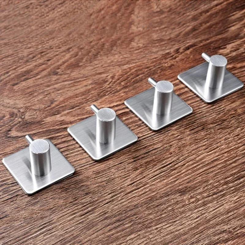 Bathroom Rustproof Towel Hooks Sticker Adhesive Stainless Steel Wall Door Clothes Coat Hat Hanger Kitchen Portable Small Tools
