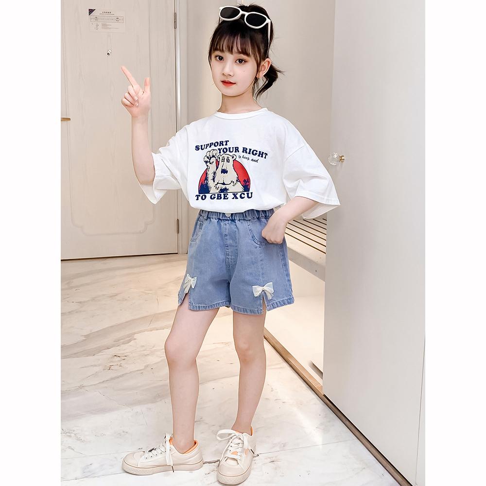 Children's Girls Bow Denim Short Korean Children's Summer Fashion Children's Casual Pants Outdoor