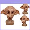 Máscara Realista Cosplay Elfo Dobby Fantasia de Halloween Adereço de Chapéu Marrom Látex Estilo Animal