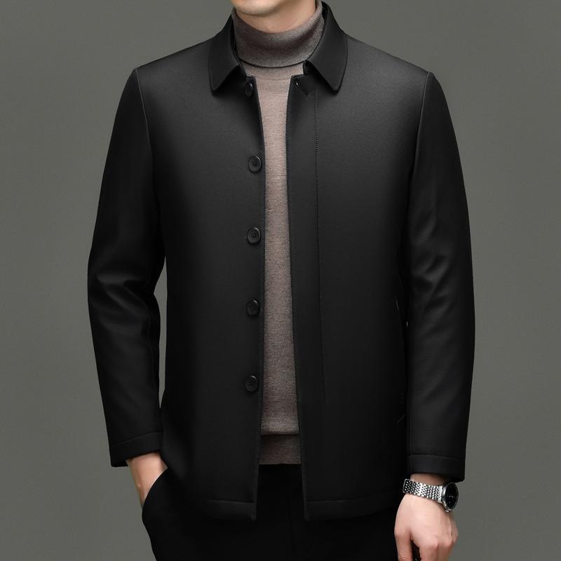 

Men s Autumn & Winter Cotton Jacket with Mulberry Silk Lining - Lightweight & Warm for Middle-aged Dads M чорний