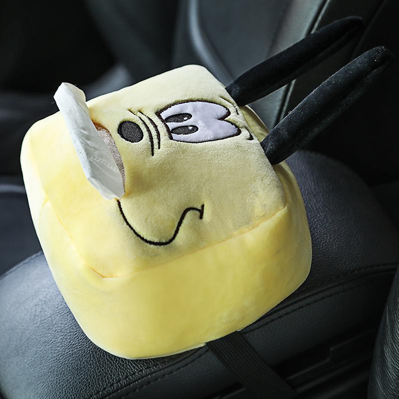 Cute Car Cartoon Plush Tissue Box Cover for Armrest or Seat Back