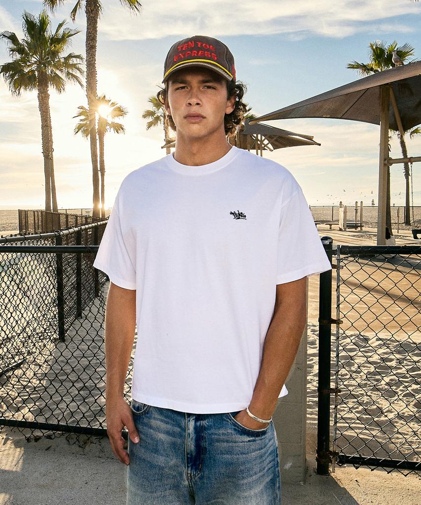 Peullukeu Crop Slam Logo Pigment Short Sleeve T-Shirt White Fst752C
