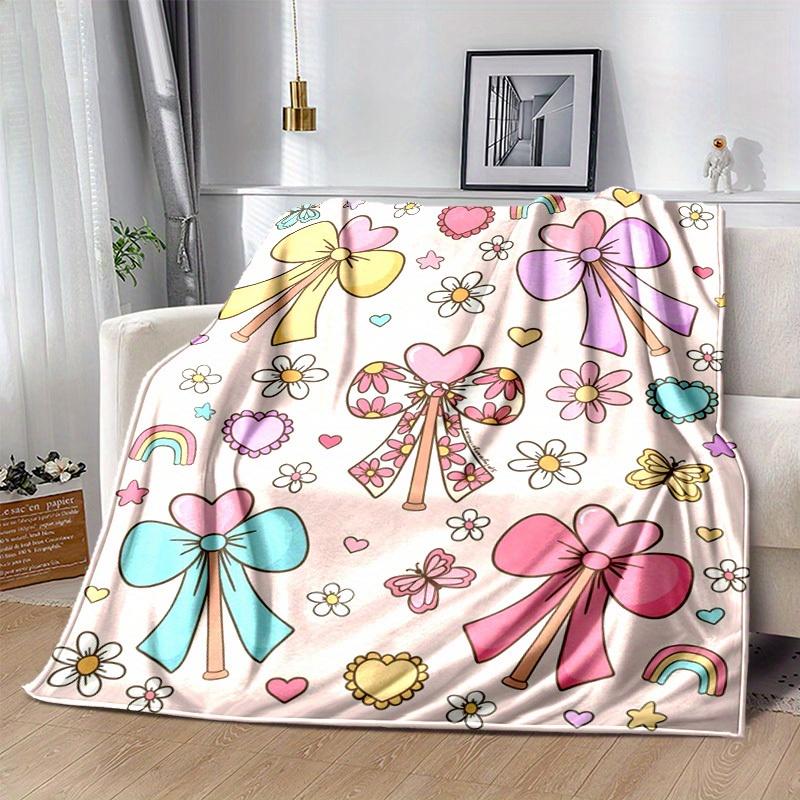 1pc. Cute Bowknot Heart Rainbow Flower Star Home Office Outdoor Blanket Gift for All Seasonsz041709