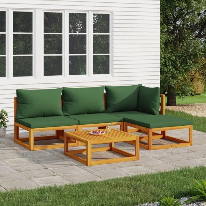 VidaXL Garden Lounge Set with Cushions 5 Pcs, Sofas with Backrest, Furniture Set with Coffee Table Patio Terrace, 3155309