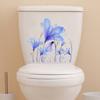 Blaue Blume Toilettenaufkleber, abnehmbarer, selbstklebender, wasserdichter PVC-Wohnzimmer-Wandkunst-Badezimmer-Toilettendeckel-Dekorationsaufkleber