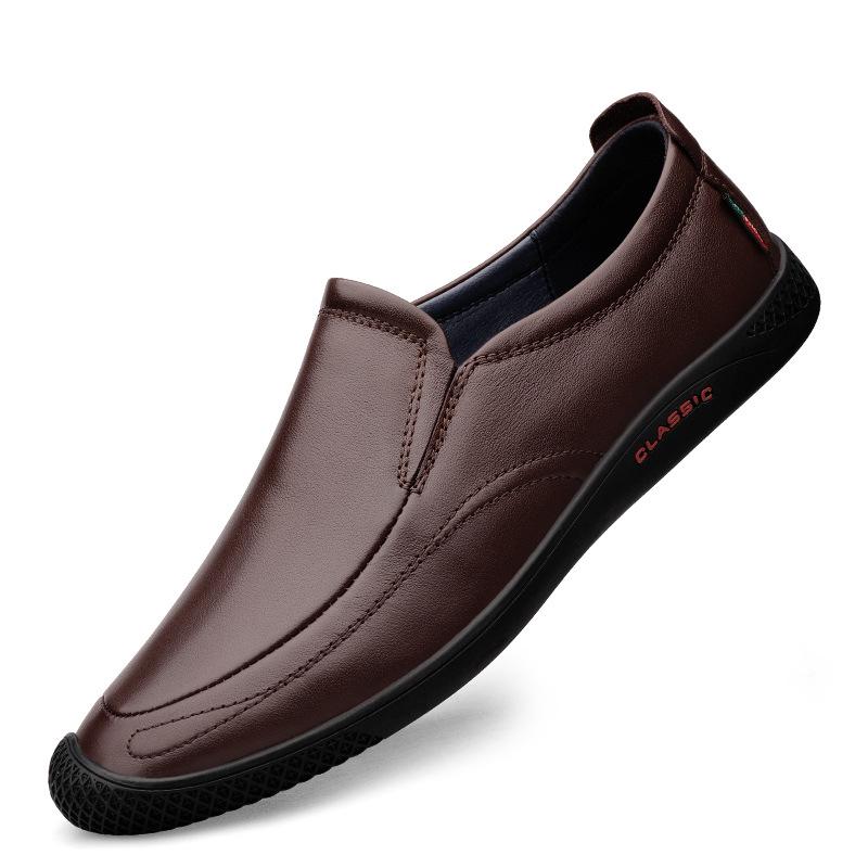 2022 Men s Casual Leather Slip-On Shoes - Trendy, Breathable, Large Size Driving Loafers 46 коричневый