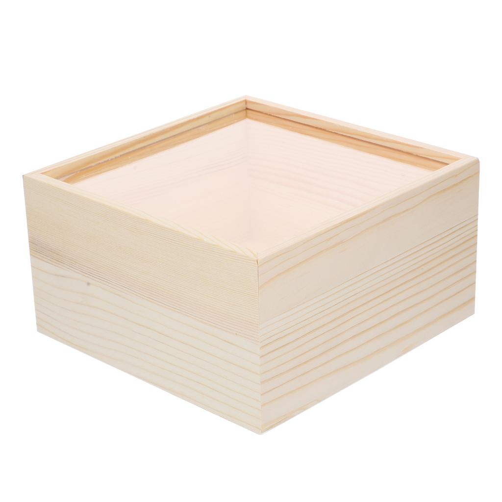 Wooden Unfinished Box Clear Slide Top Wood Gift Box Soap Box Vintage Jewelry Boxes Treasure Chest Craft Shadow Boxes Diy