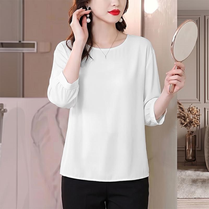 ZANZEA Women Casual Round Neck Solid Color Loose 3/4 Sleeve Blouse