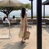 Bohemian Elastic Mesh Yarn Smudge Slim Suspender Dress Temperament Oil Painting Long Dress Seaside Vacation Dress