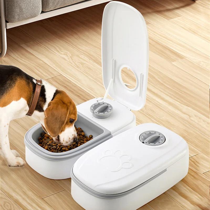 Automatischer Futterautomat für Katzen mit Zeitsteuerung, 350 ml, Katzennapf, Doppelnapf für Katzen und Hunde, quantitativer Futterautomat, Katzenzubehör