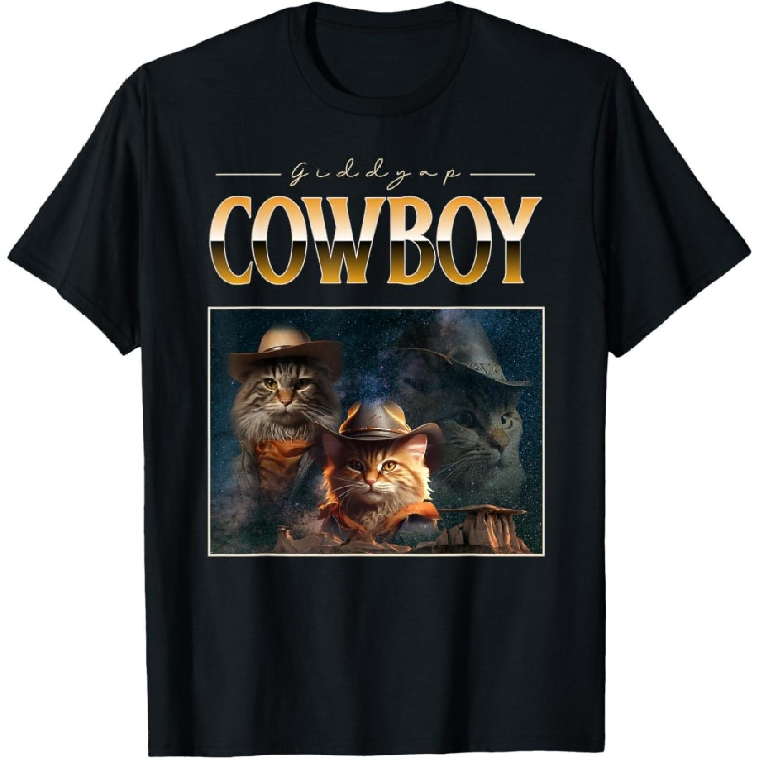 Funny Cowboy Meme Cat And Country Cats T-Shirt S