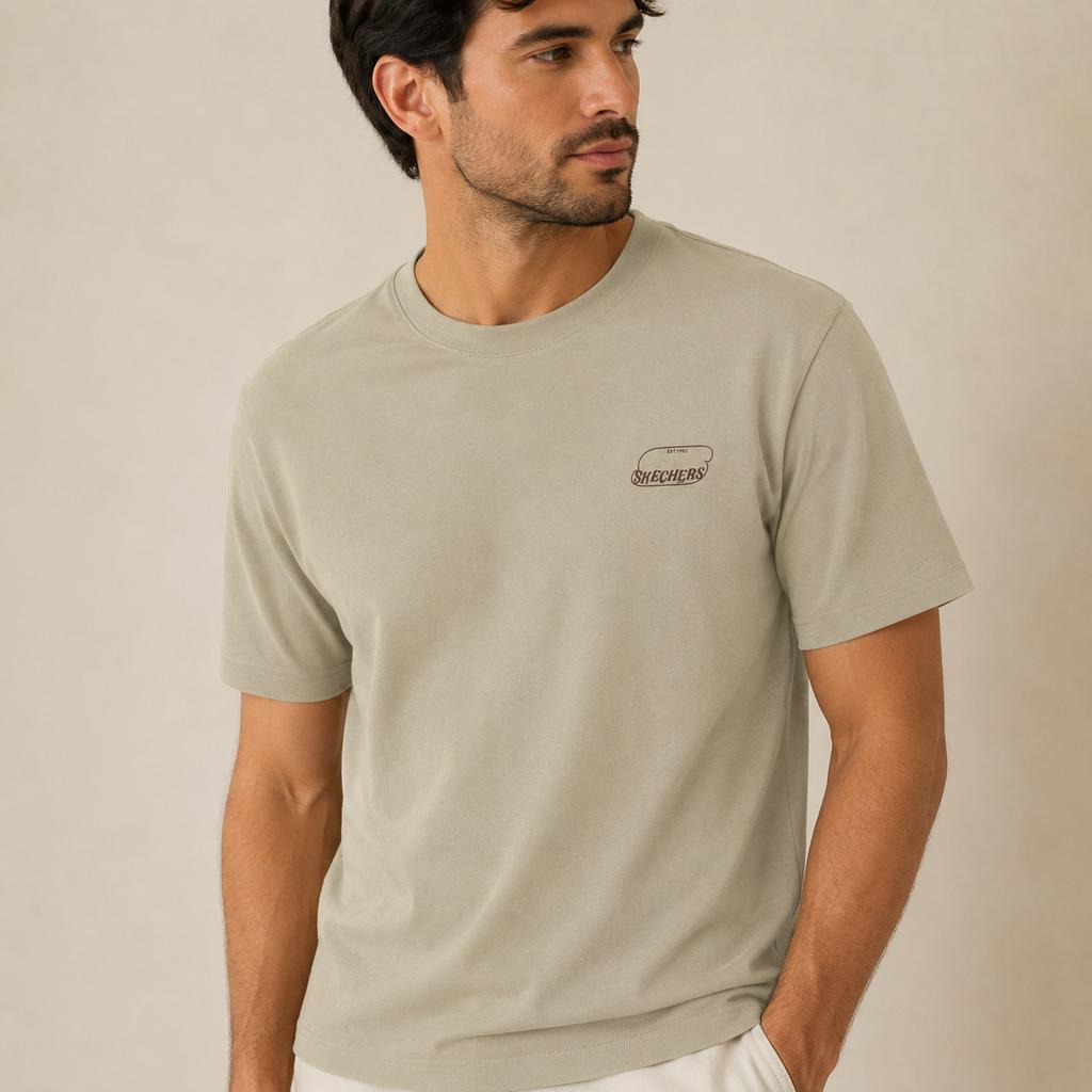 Skechers Skin-Friendly Round Neck Soft T-Shirt Men tops L326M015-06L4