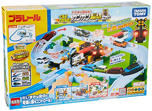 TAKARA TOMY Let's Play with Plarail Tomica! It'll Come and Go! Cancan Railroad Crossing Set W470 X H310 X D110mm