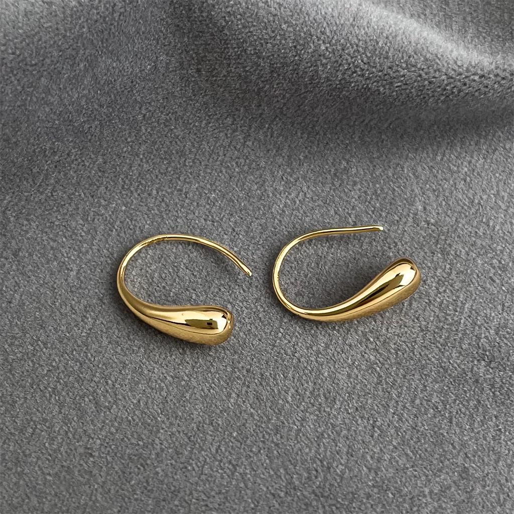 Eco-friendly Copper Teardrop Earrings for Women - High-end, Simple, Fashionable Ear Hooks